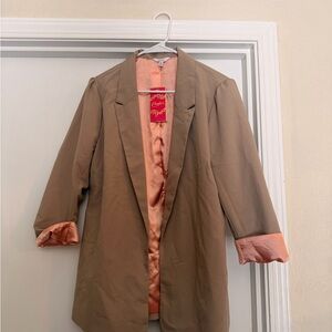 Candie's Tan Blazer with Peach Satin Lining